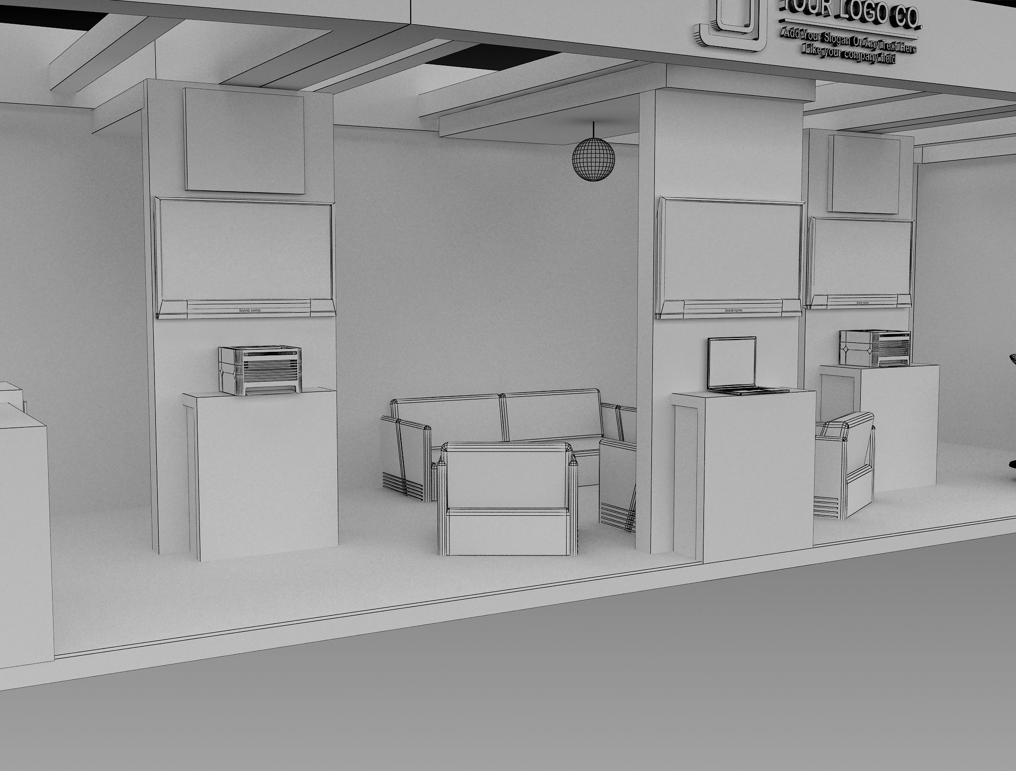 Booth Exhibition Stand a563c 3D model_13