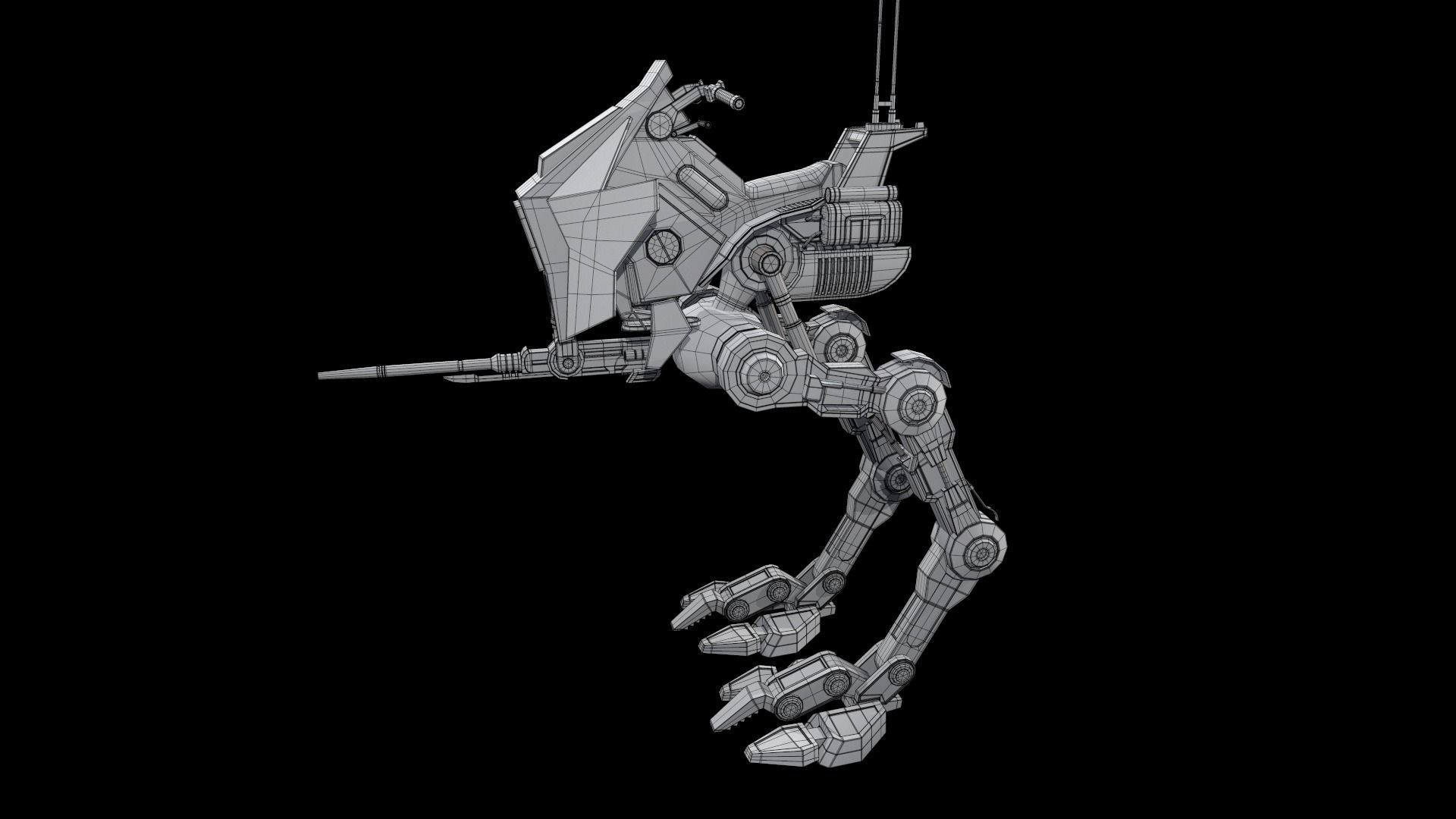 Sci fi Starwars Walker Low-poly 3D model_37