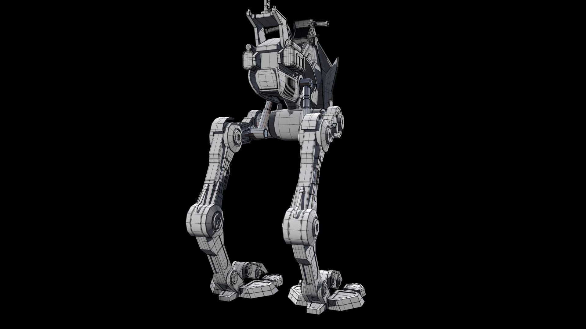 Sci fi Starwars Walker Low-poly 3D model_42