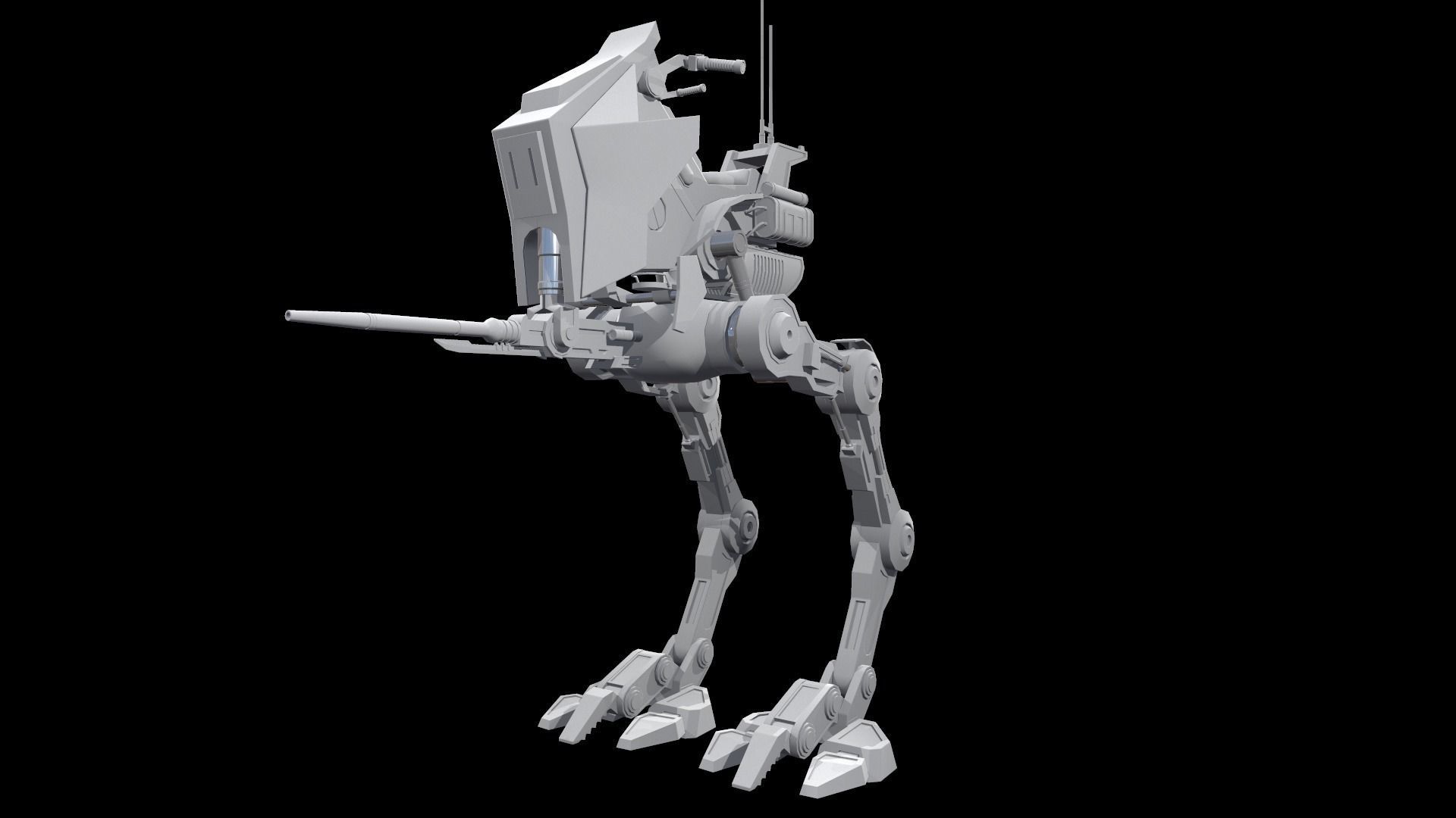 Sci fi Starwars Walker Low-poly 3D model_36