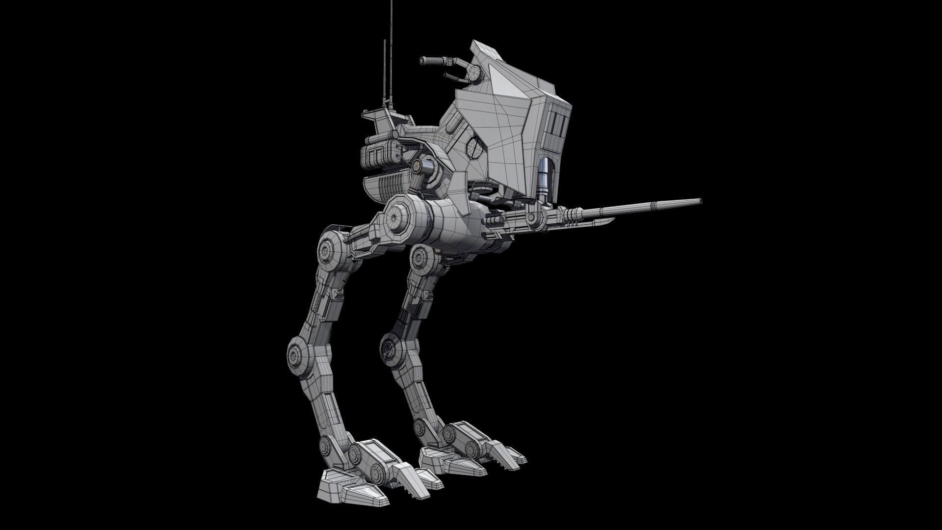 Sci fi Starwars Walker Low-poly 3D model_45