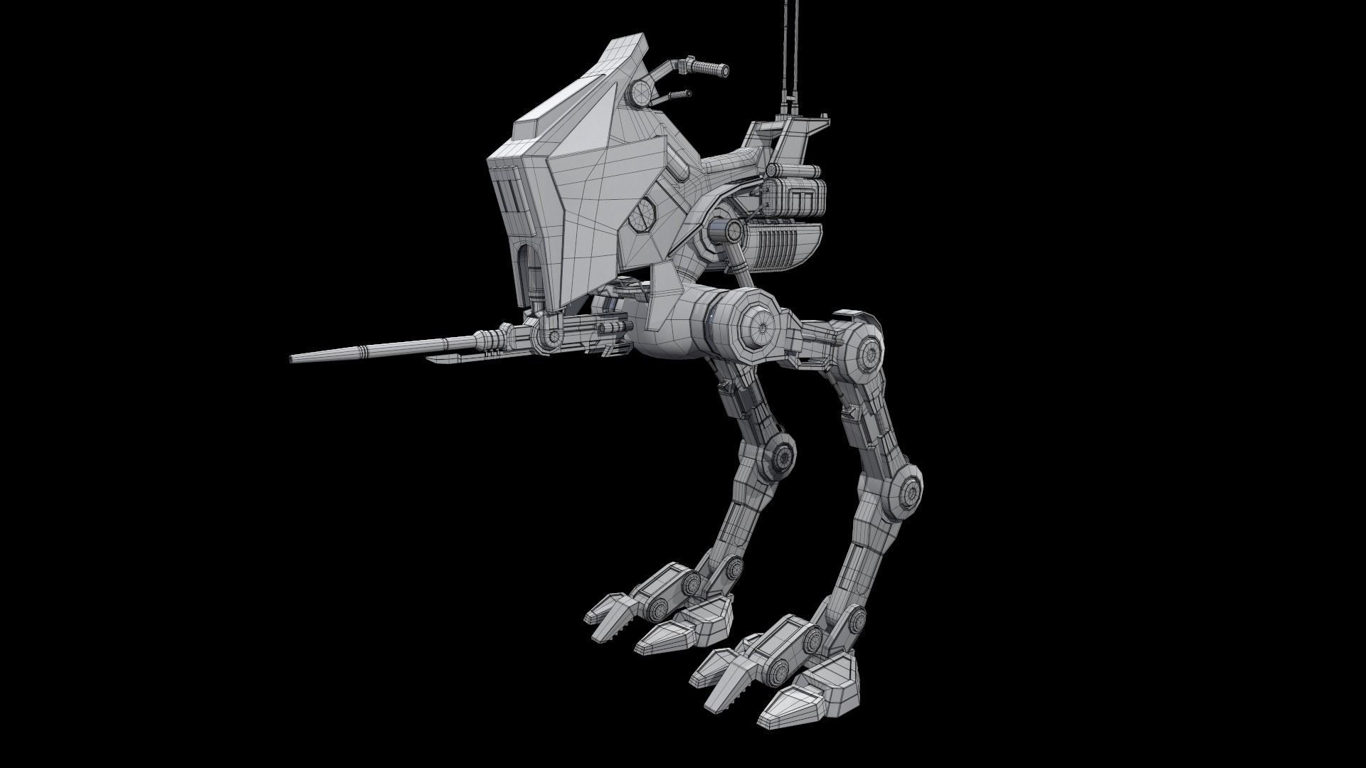 Sci fi Starwars Walker Low-poly 3D model_38