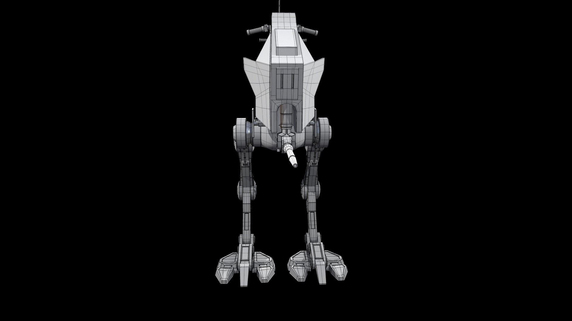 Sci fi Starwars Walker Low-poly 3D model_39
