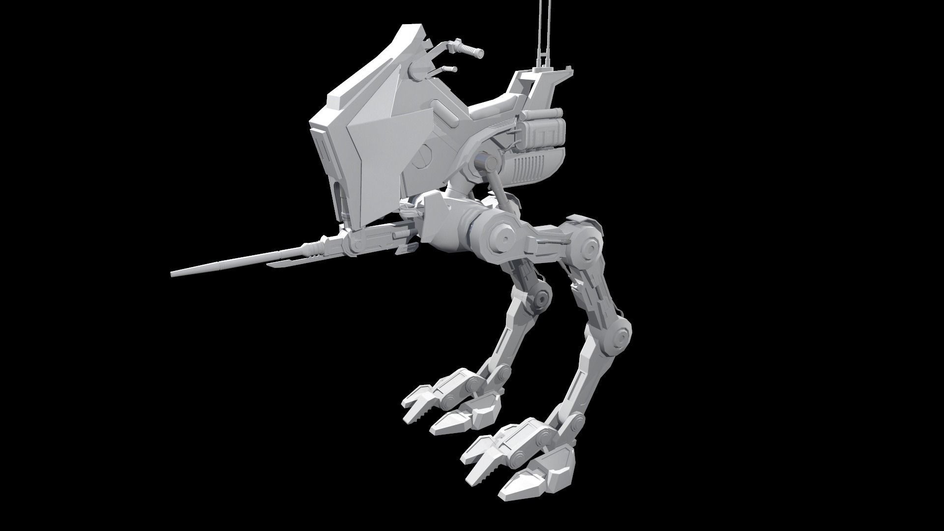 Sci fi Starwars Walker Low-poly 3D model_27