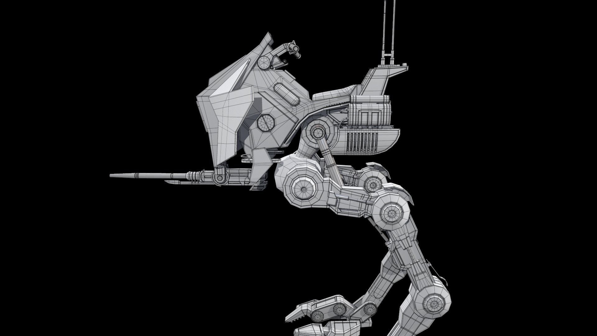 Sci fi Starwars Walker Low-poly 3D model_47