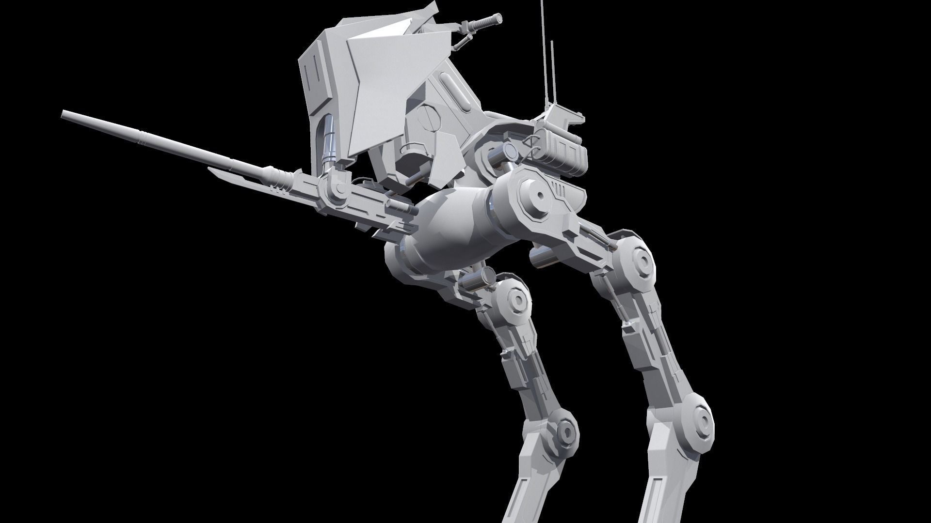 Sci fi Starwars Walker Low-poly 3D model_34