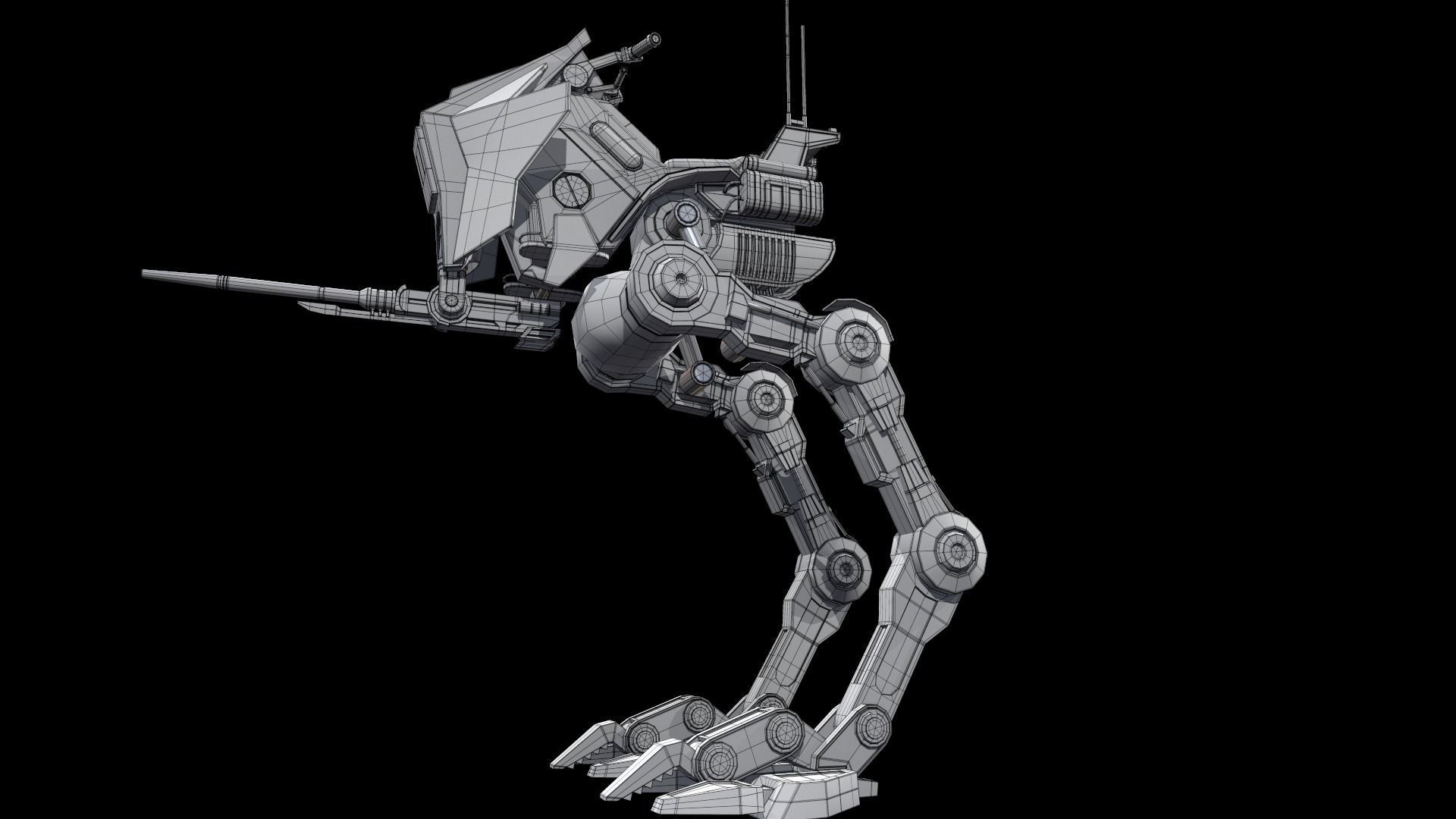 Sci fi Starwars Walker Low-poly 3D model_48