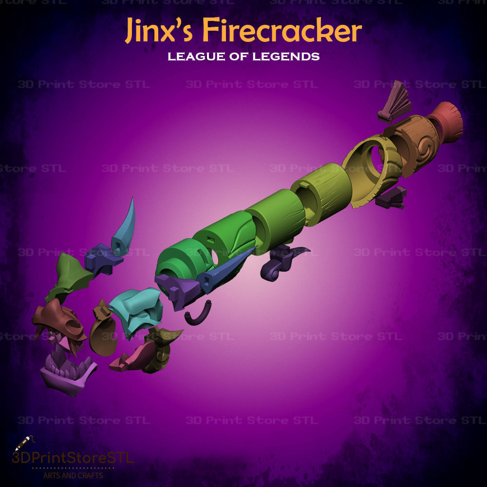 Fishbones Firecracker Cosplay League of Legends - STL File 3D print model_4
