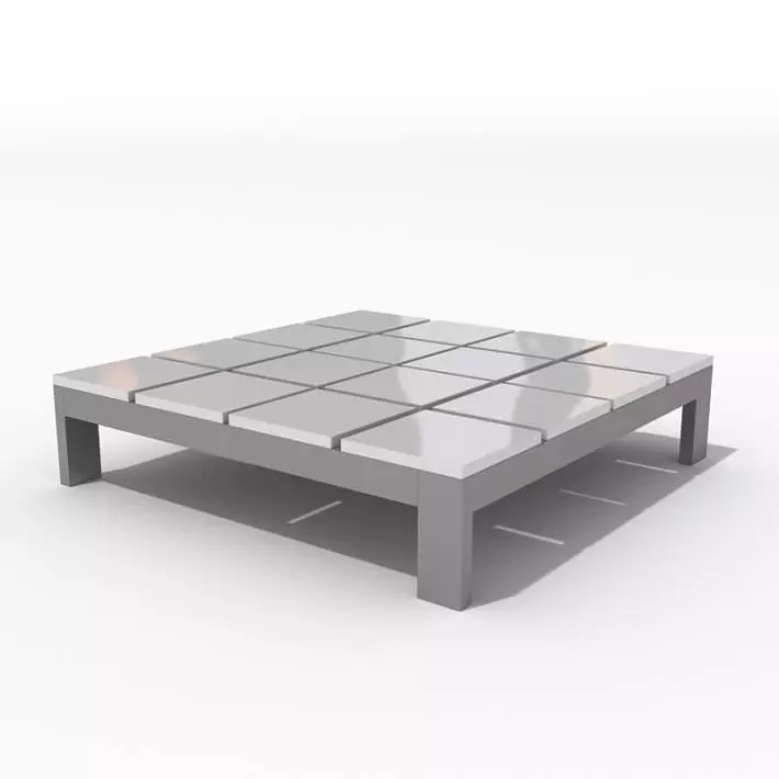 Silver Greyish Square Table 3D model_0
