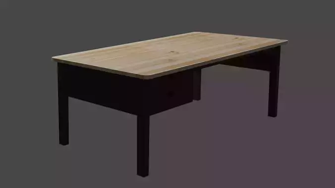 A dark-colored desk with a light top 3D model