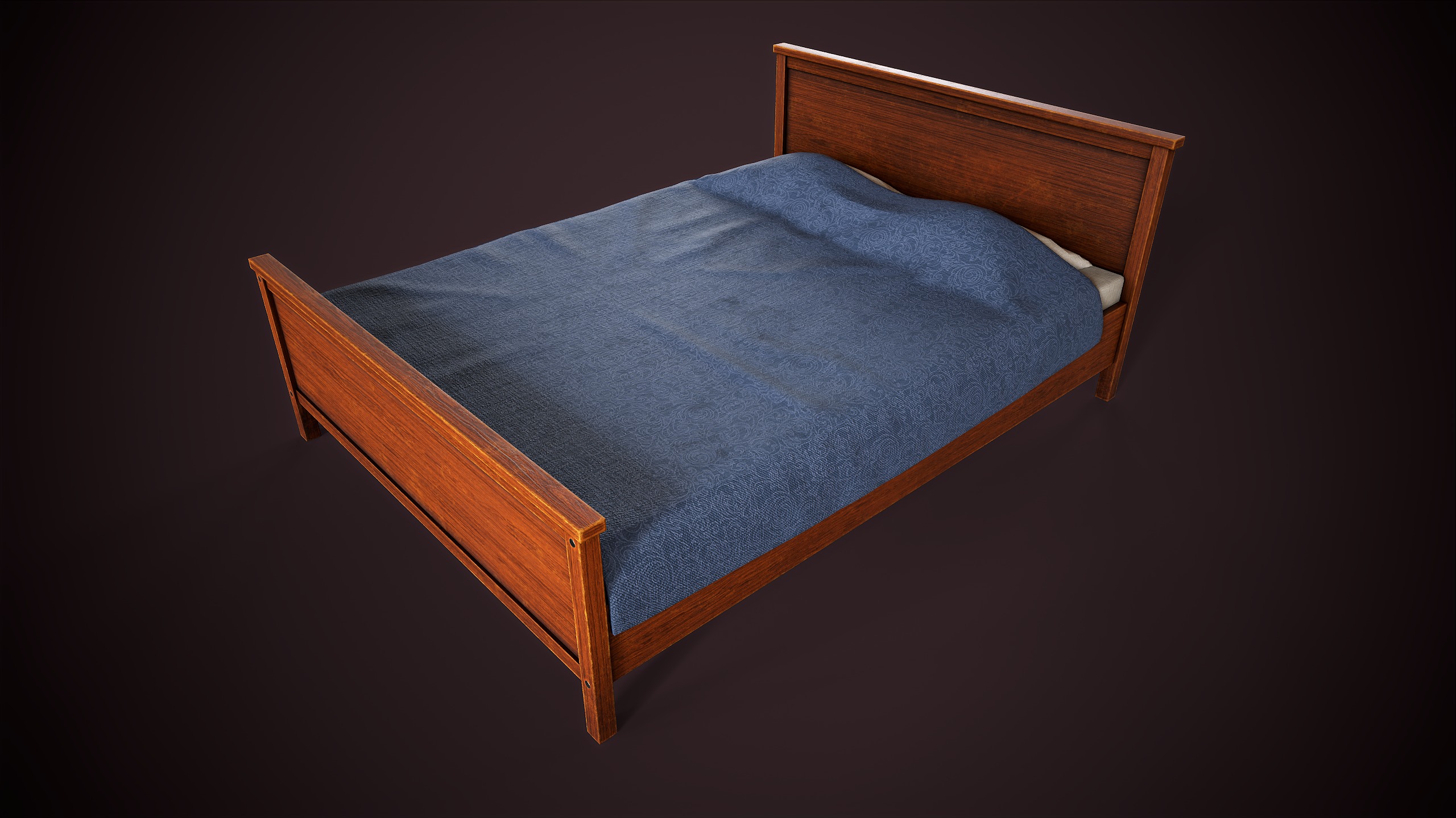 Two simple beds Low-poly 3D model_10