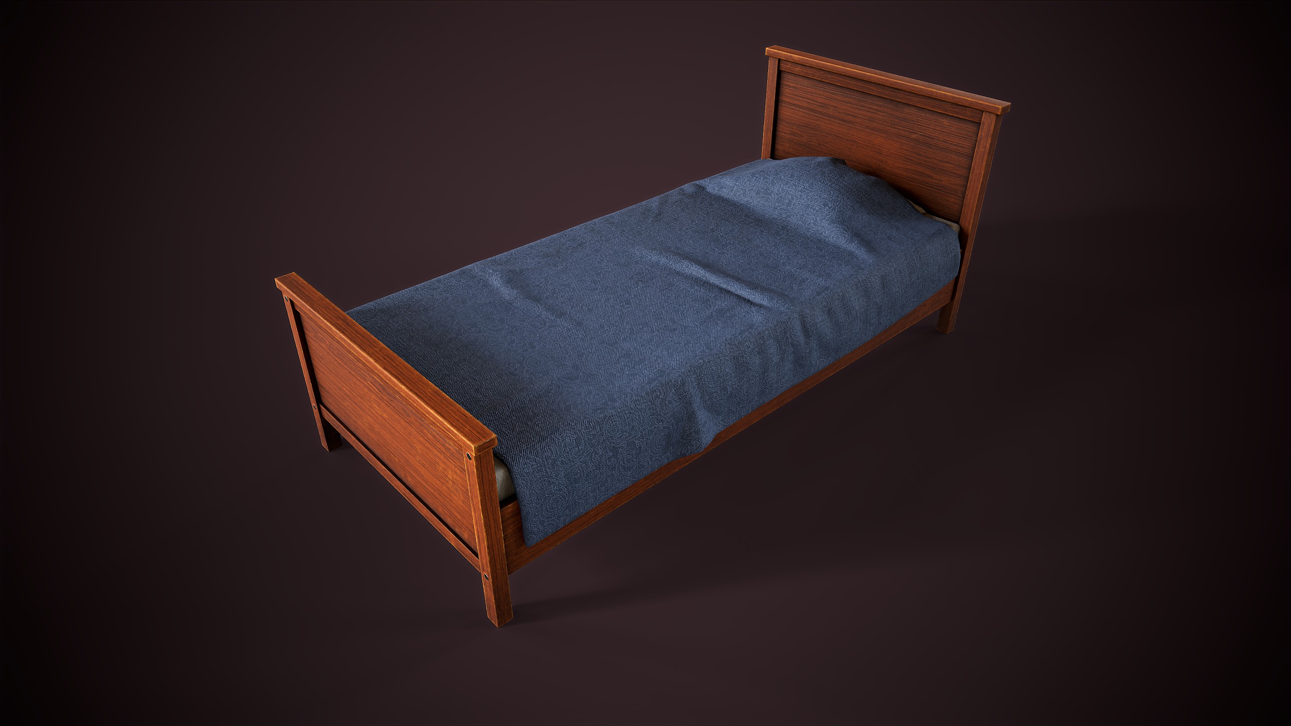 Two simple beds Low-poly 3D model_8