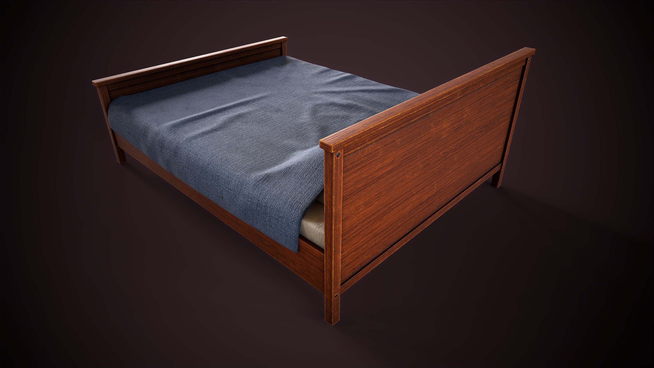 Two simple beds Low-poly 3D model_11