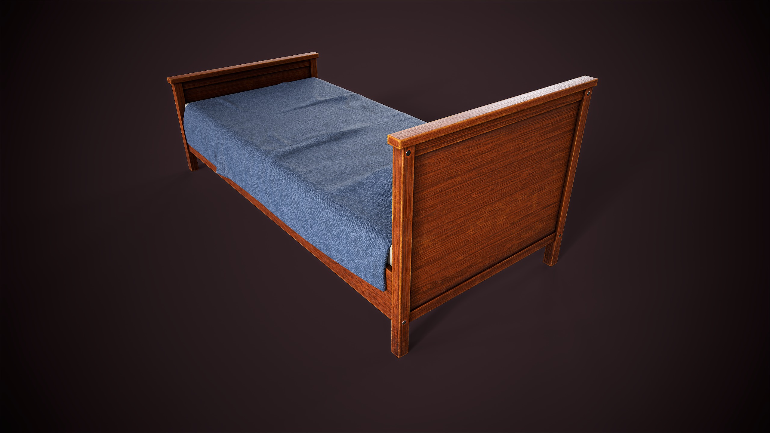 Two simple beds Low-poly 3D model_9