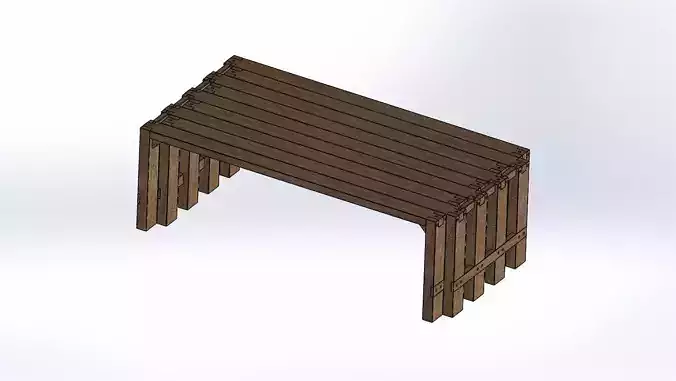 chair 3D bench made of wood