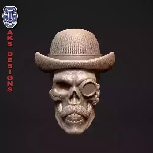 gentlemen skull version 1 Bas relief for cnc 3D print model
