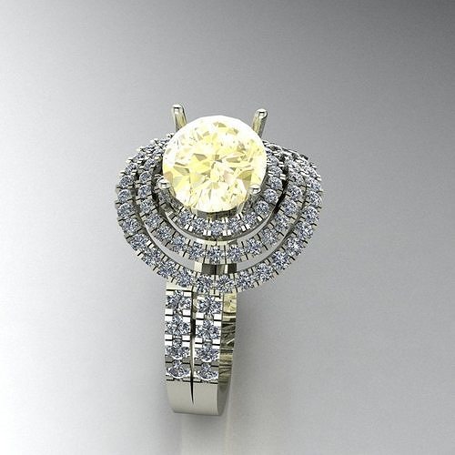 Oval diamond ring 3D print model