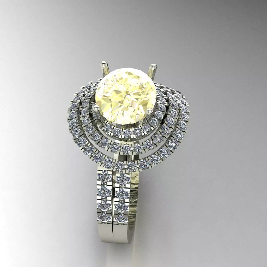 Oval diamond ring 3D print model_0