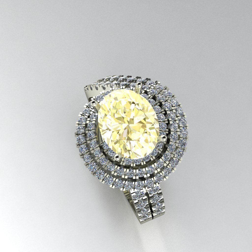 Oval diamond ring 3D print model_2