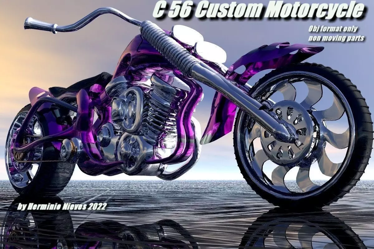 C 56 Custom Motorcycle 3D model