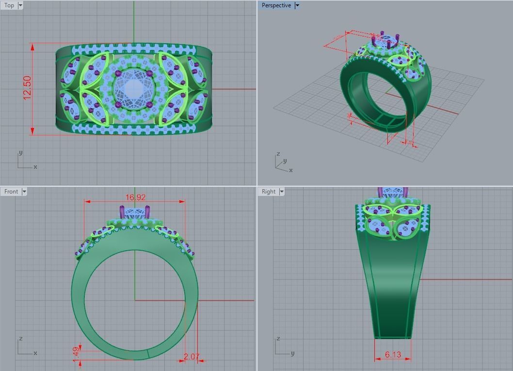 Round Halo Ring 3D print model_3