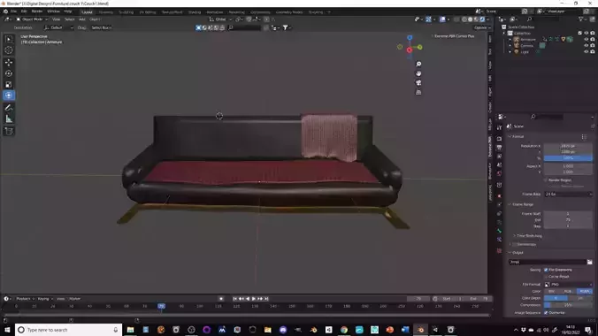 Animated luxury couch pow poly game ready
