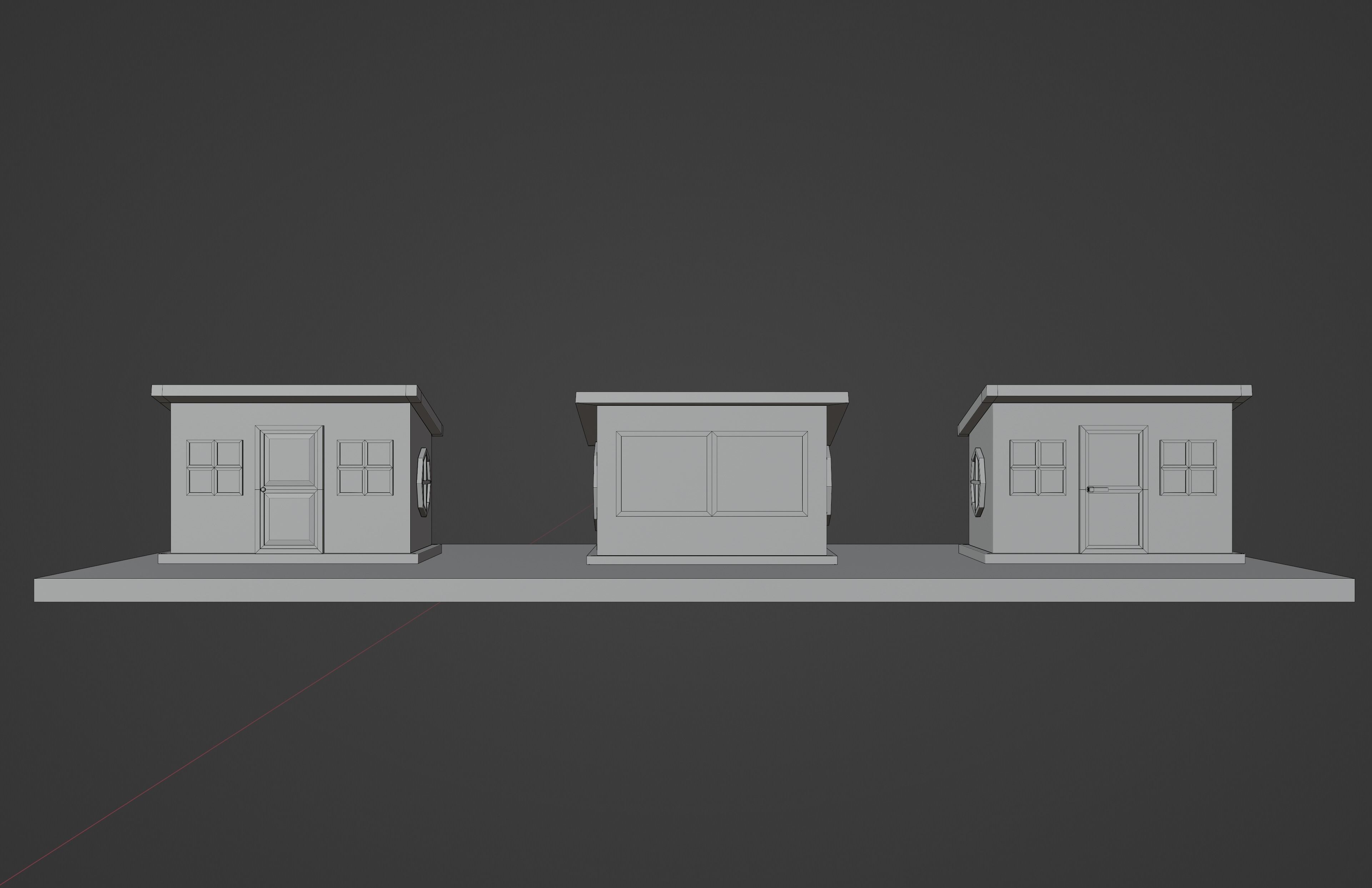 set of low-poly houses and other constructions Low-poly 3D model_18
