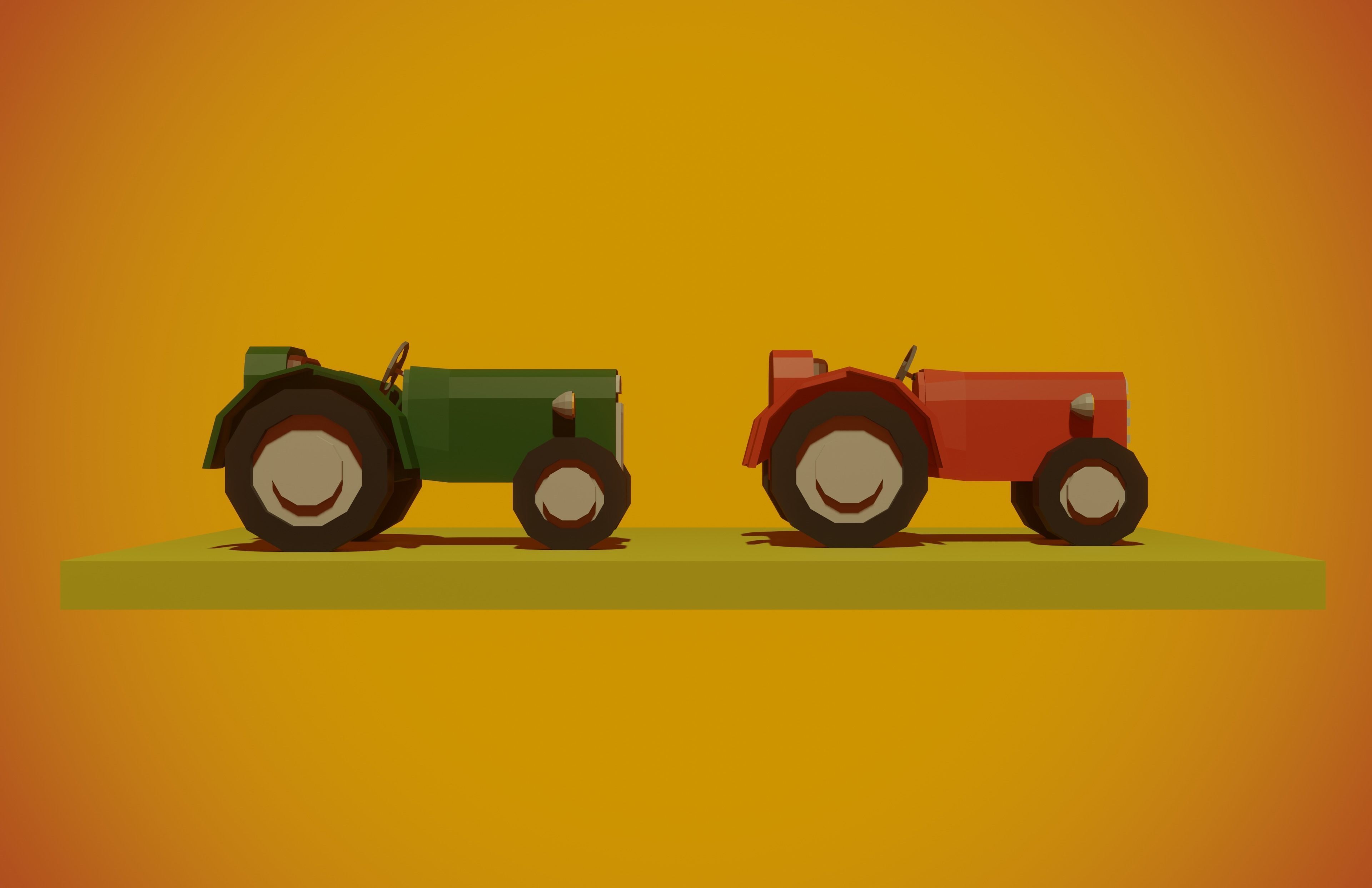 set of low-poly houses and other constructions Low-poly 3D model_30