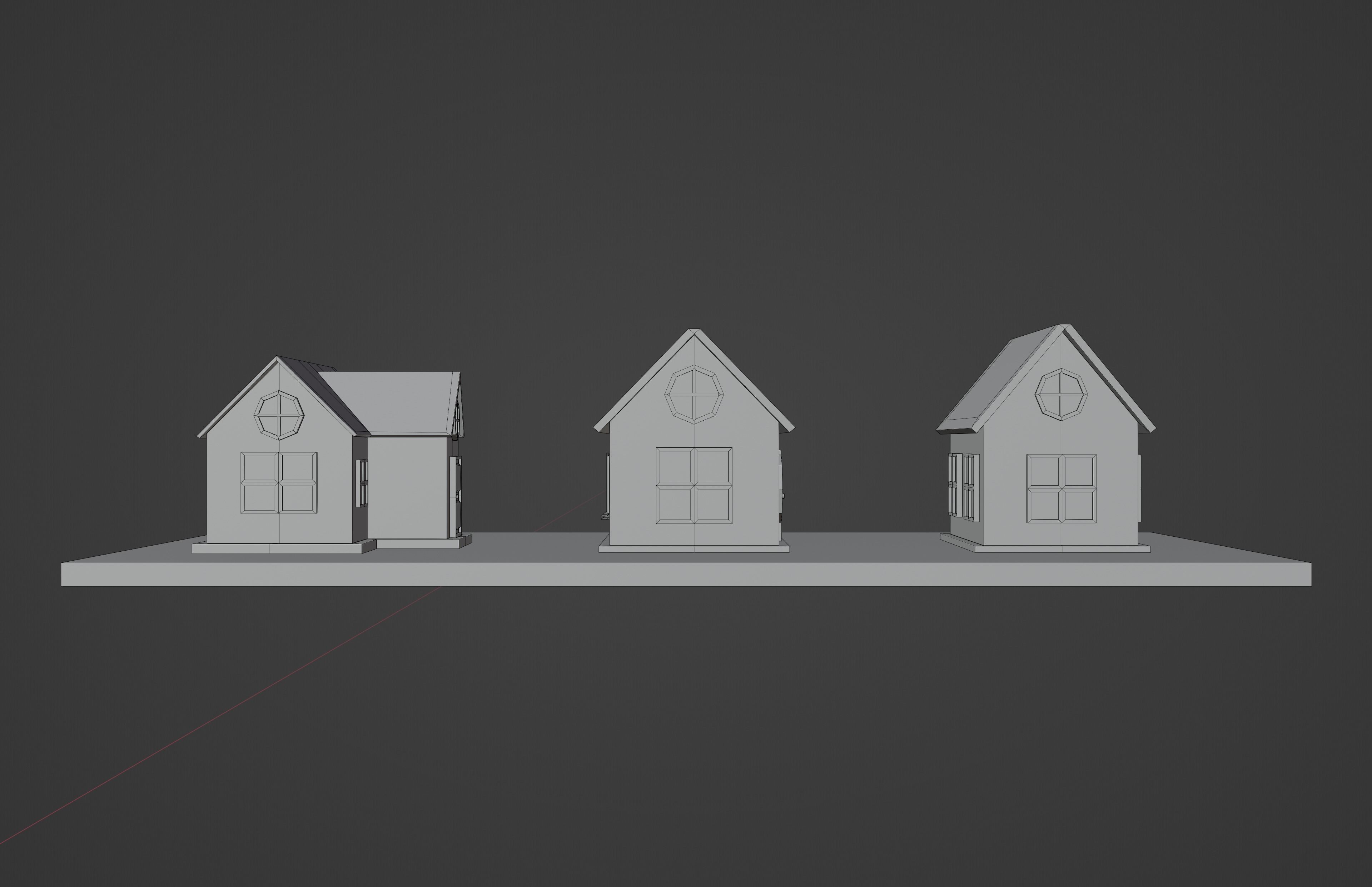 set of low-poly houses and other constructions Low-poly 3D model_13