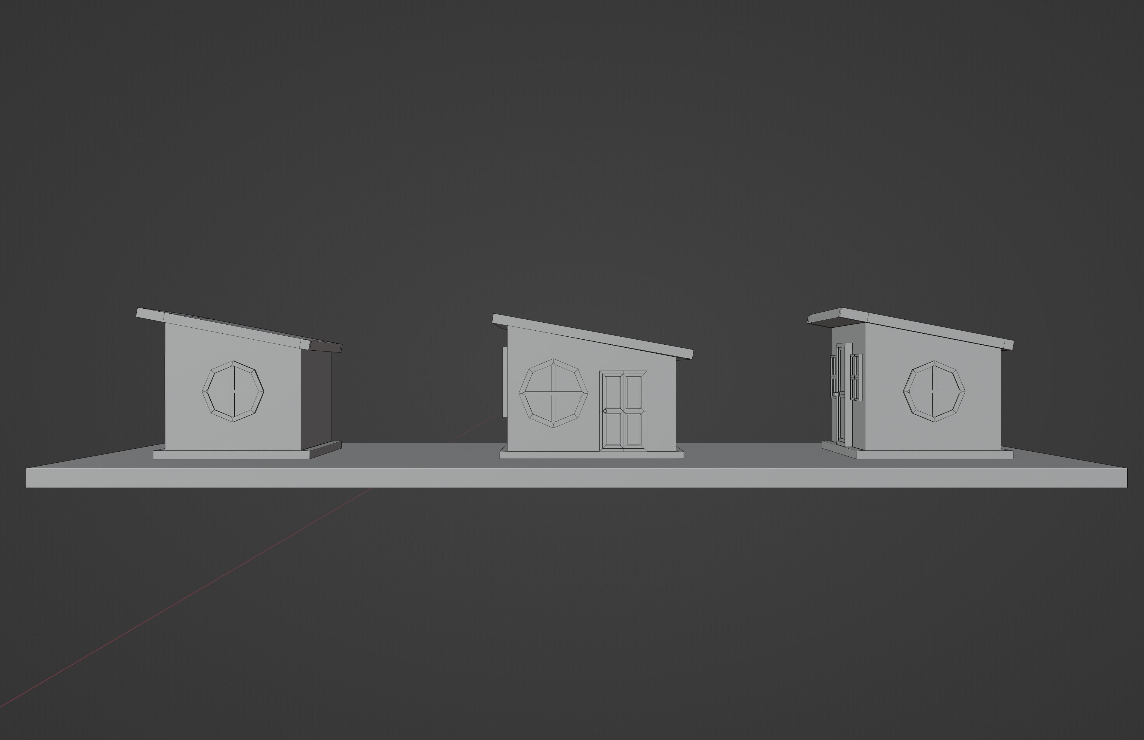 set of low-poly houses and other constructions Low-poly 3D model_16
