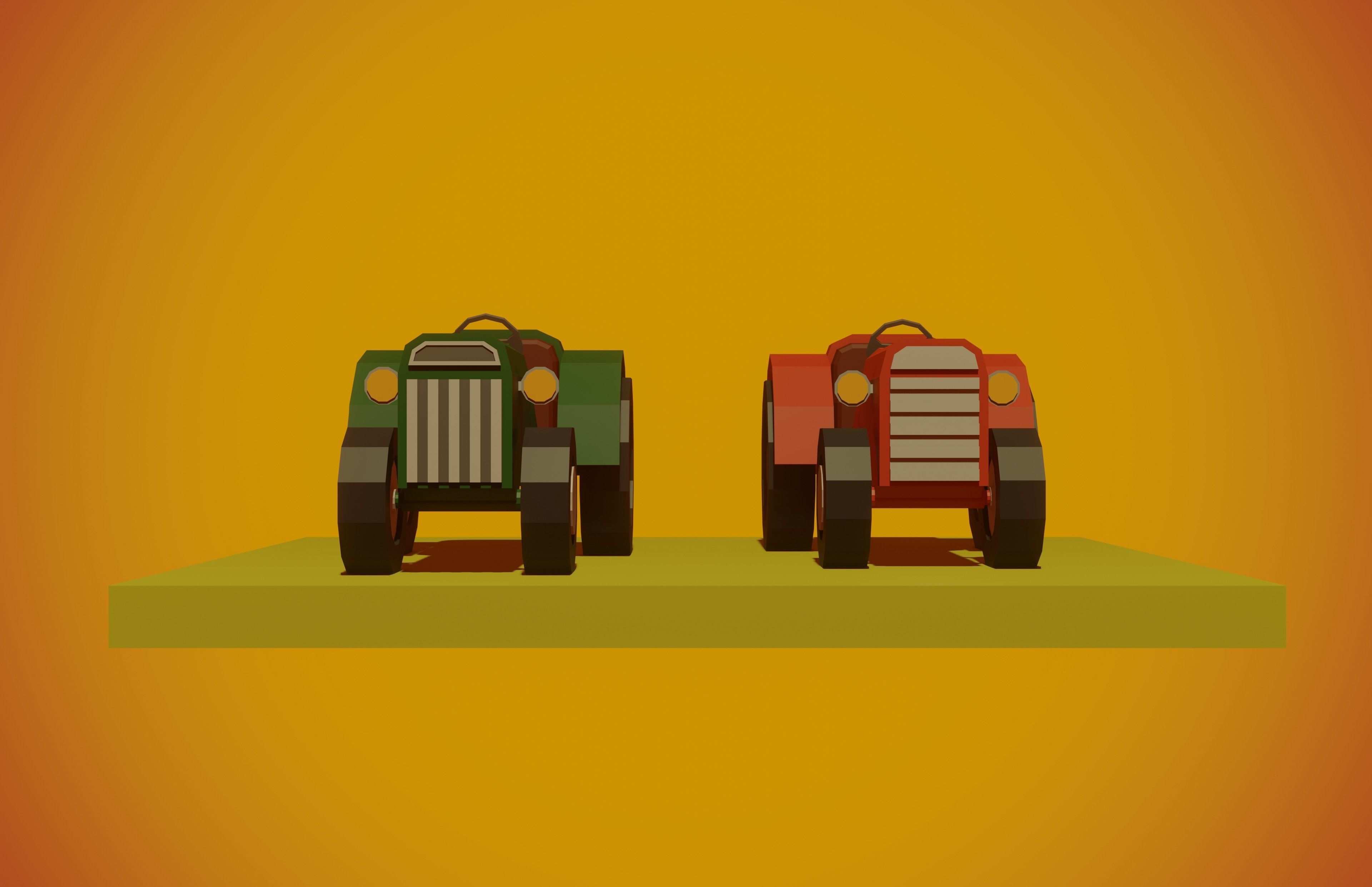 set of low-poly houses and other constructions Low-poly 3D model_32