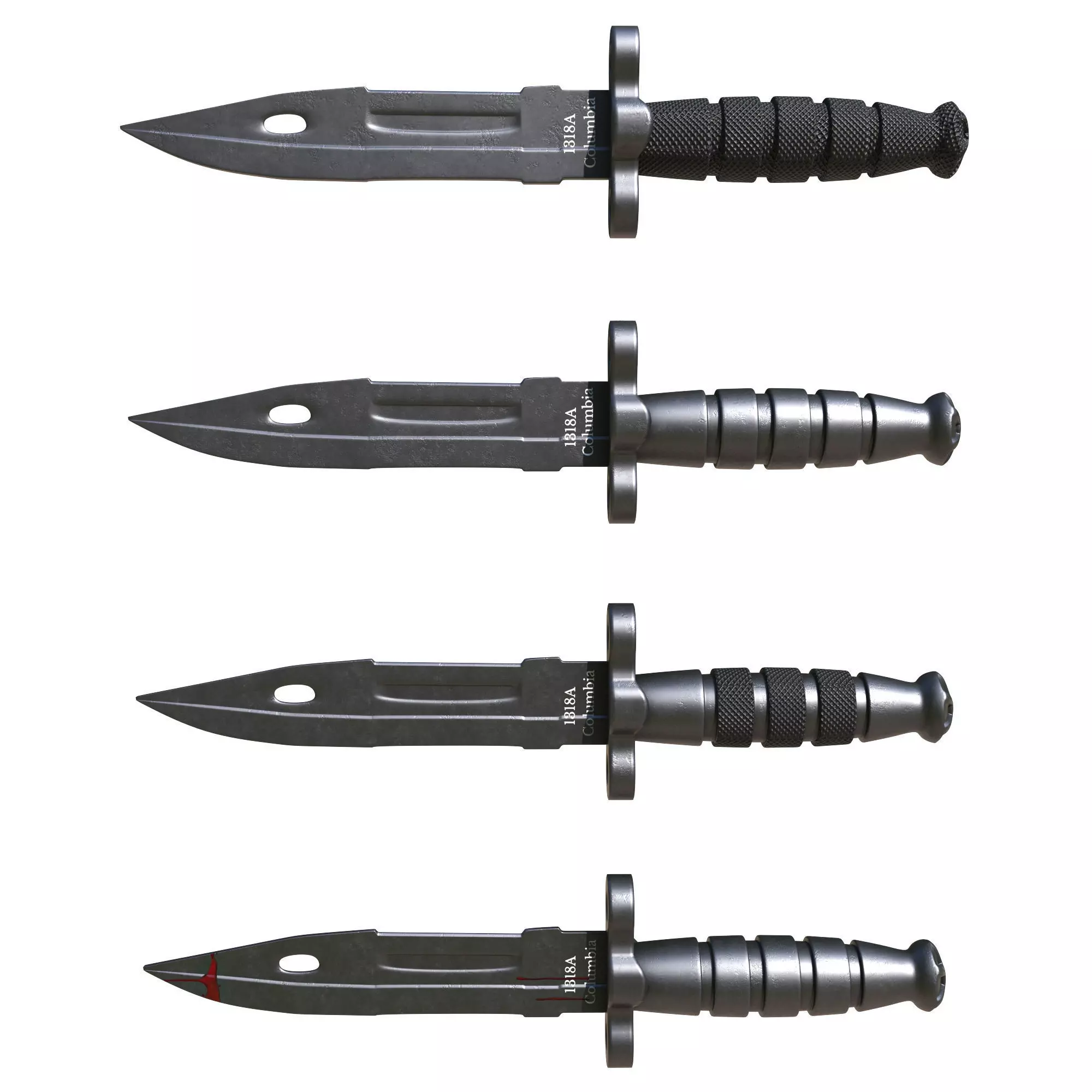 knife 1 four military knives 3D model