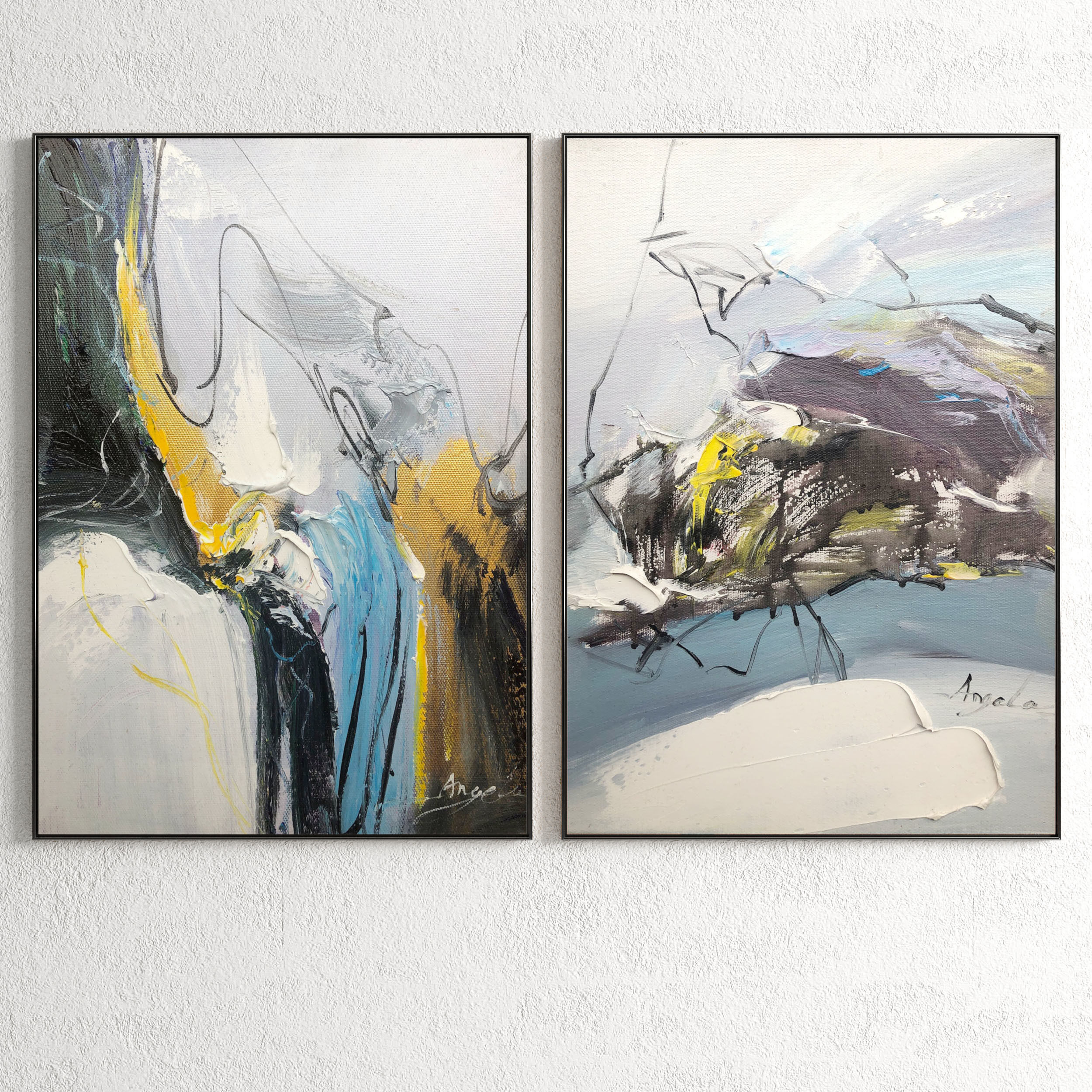 Plaster Two Photo Frame E-44 Low-poly 3D model_1