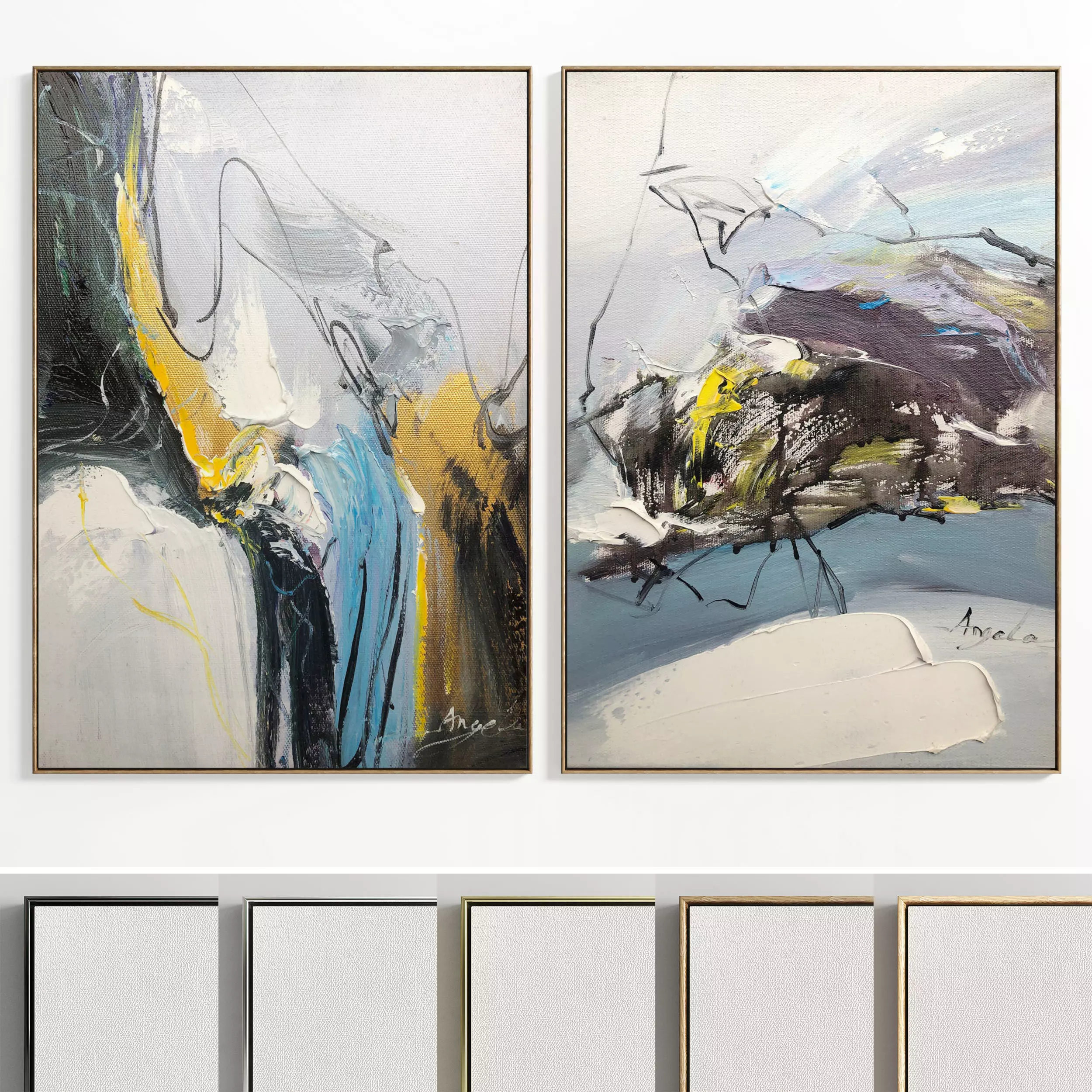 Plaster Two Photo Frame E-44 Low-poly 3D model_0