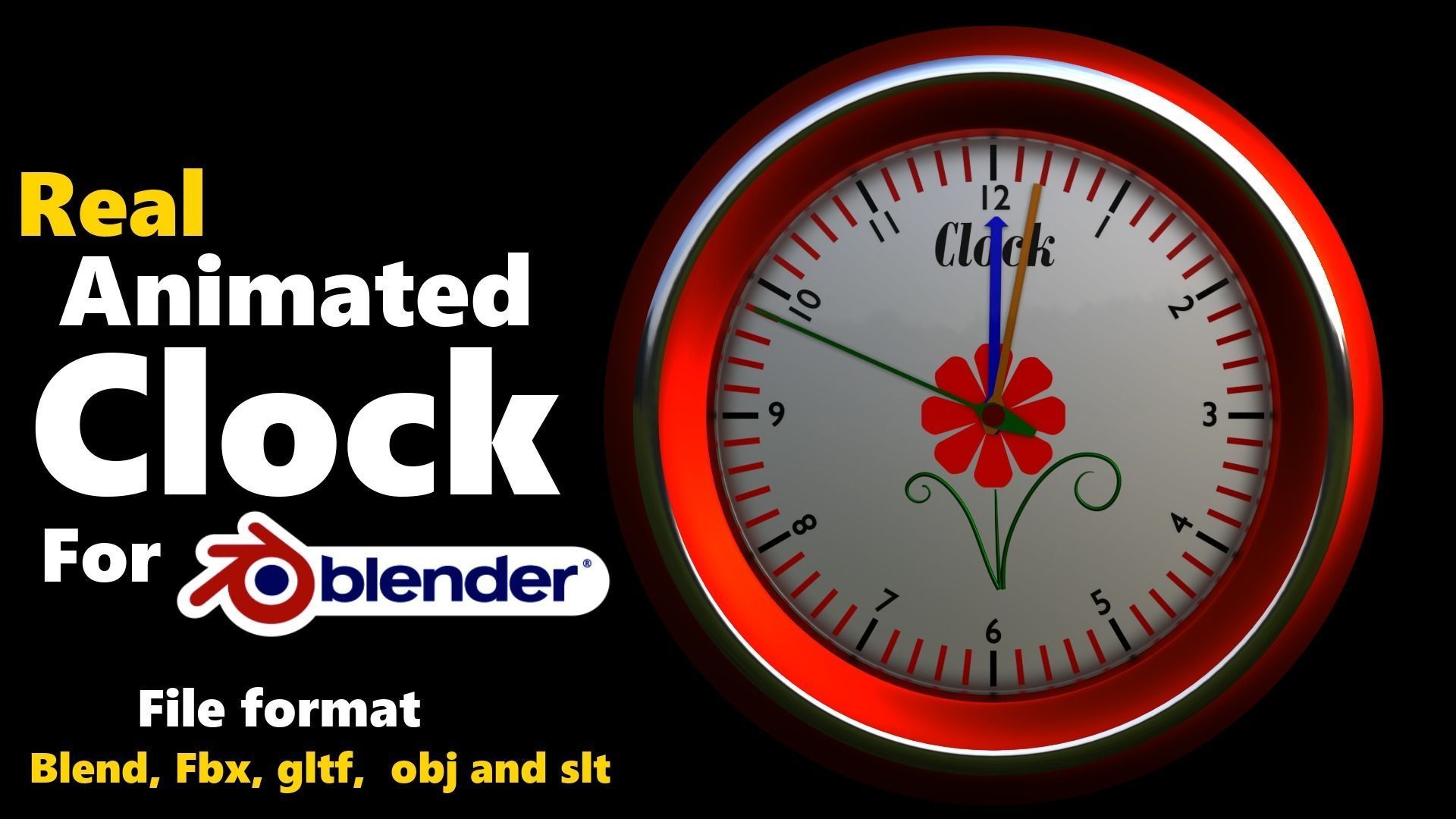 Animated clock for blender 3D model_1