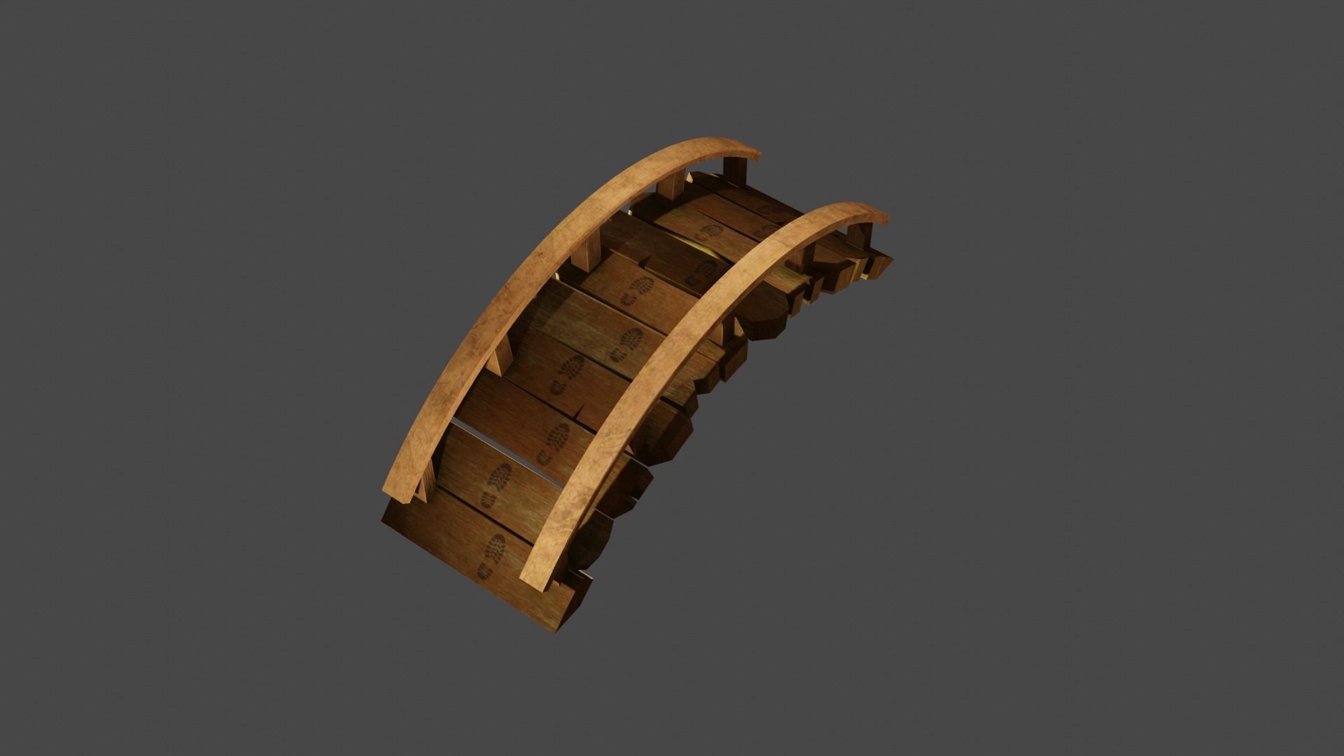 Bridge wooden ladder Low-poly 3D model_1