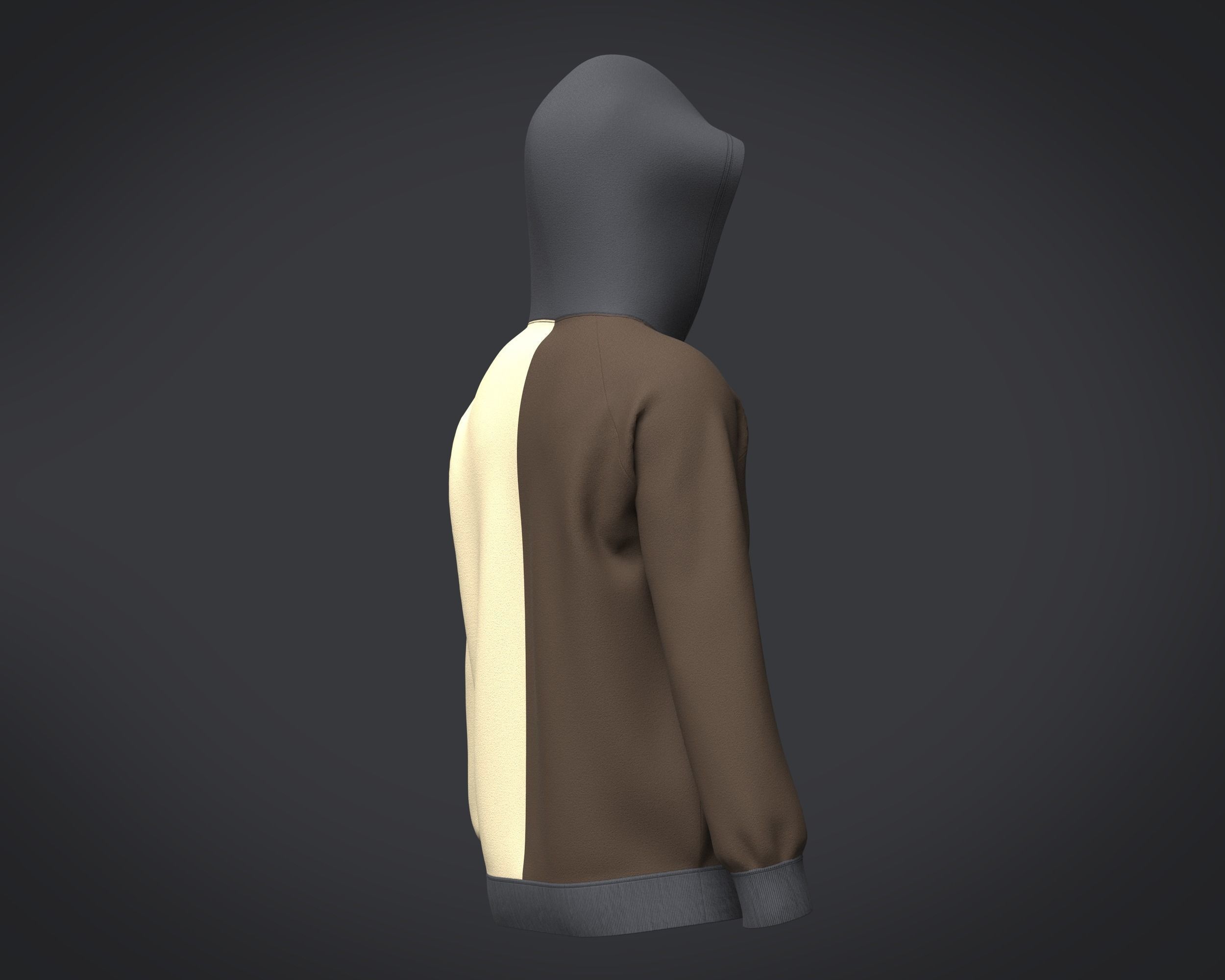 Mens Two Color Hoodie 3D model_5