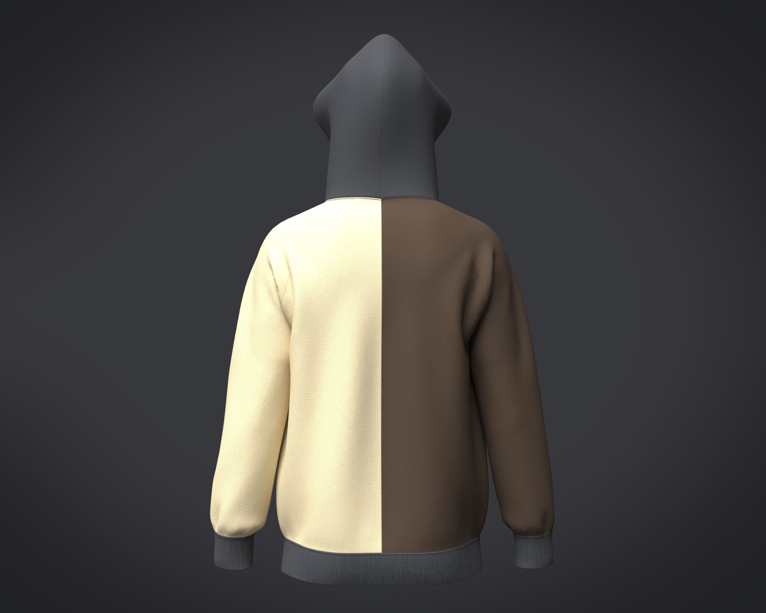 Mens Two Color Hoodie 3D model_3