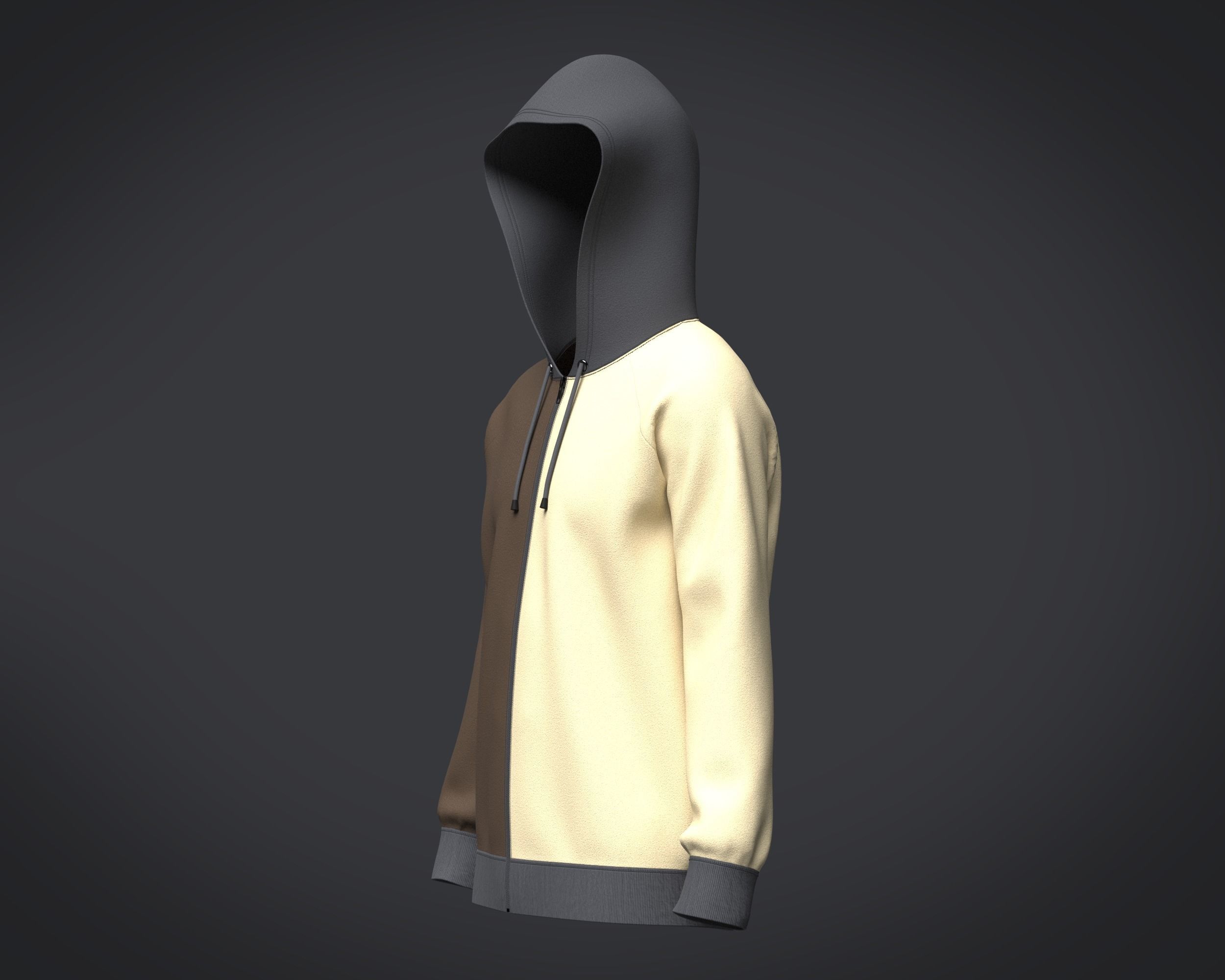 Mens Two Color Hoodie 3D model_2