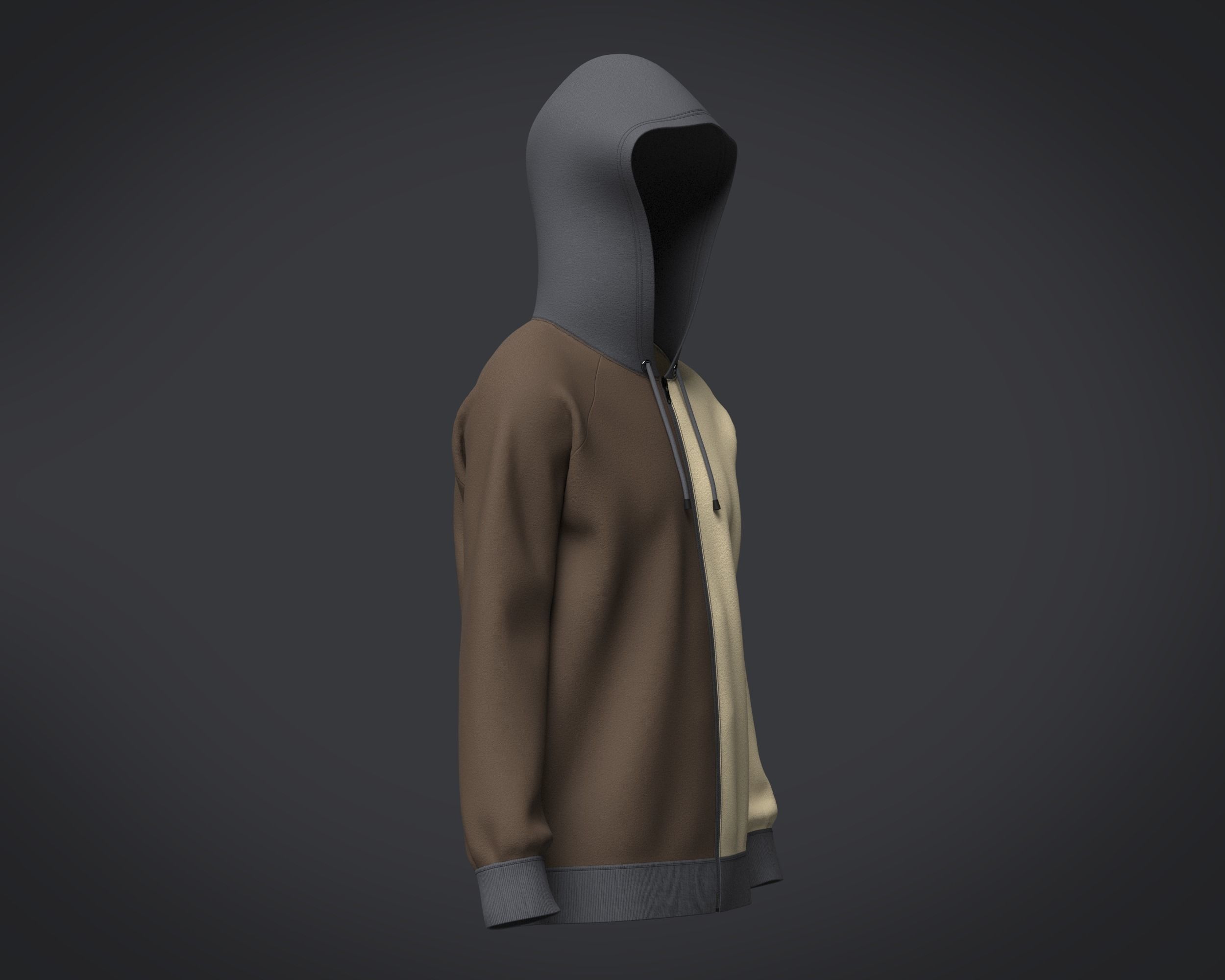 Mens Two Color Hoodie 3D model_4