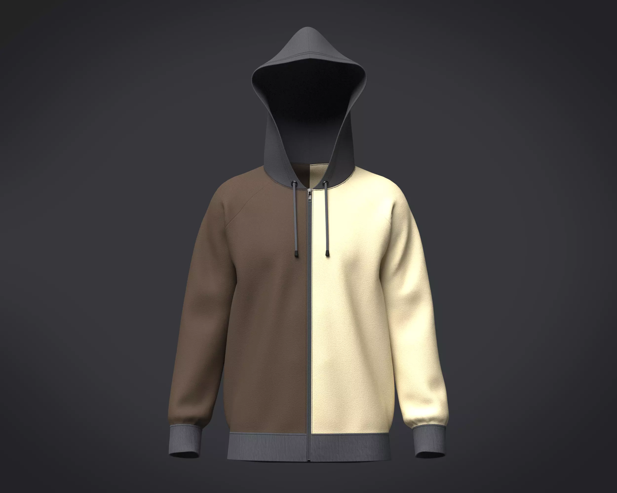 Mens Two Color Hoodie 3D model_0