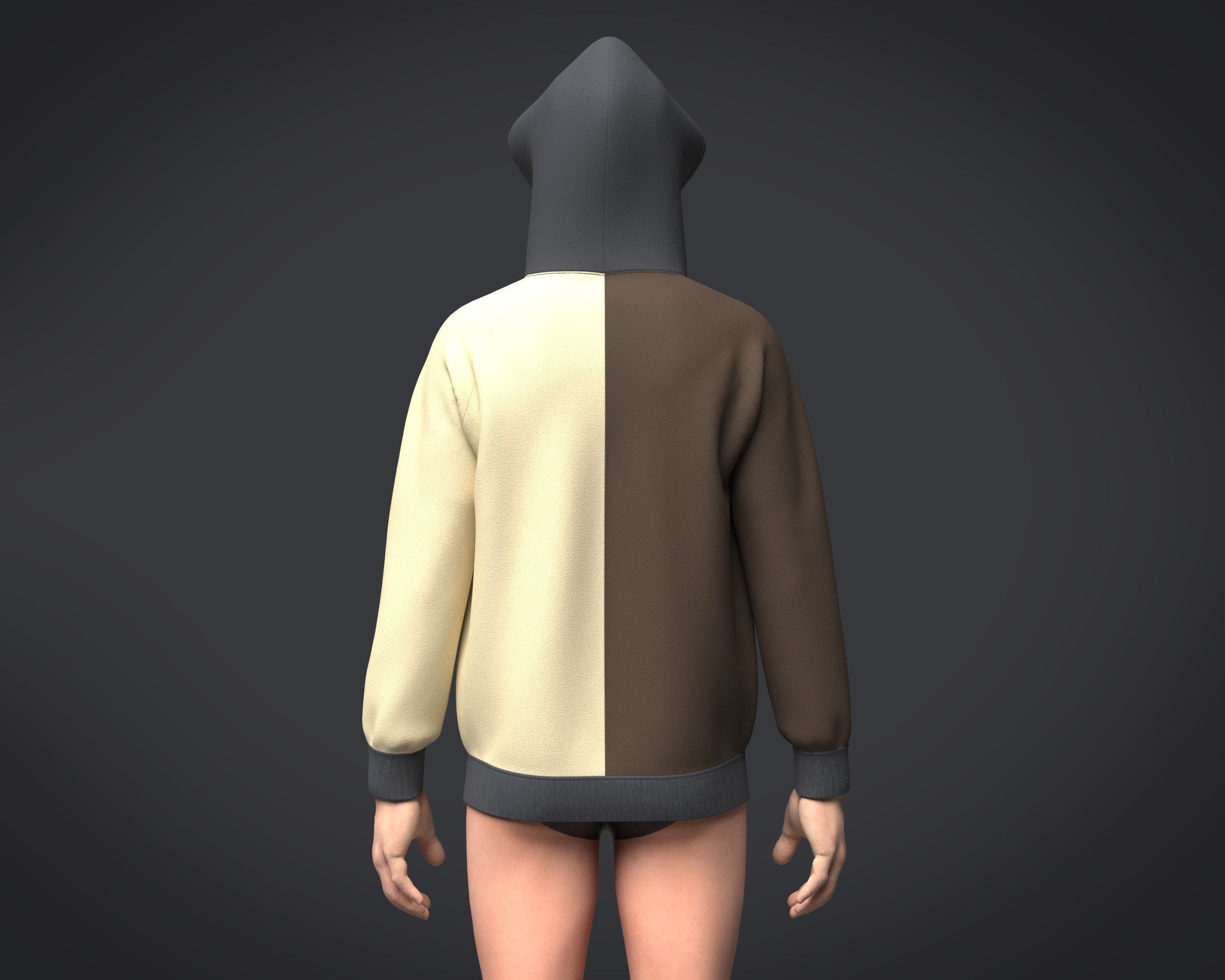 Mens Two Color Hoodie 3D model_7