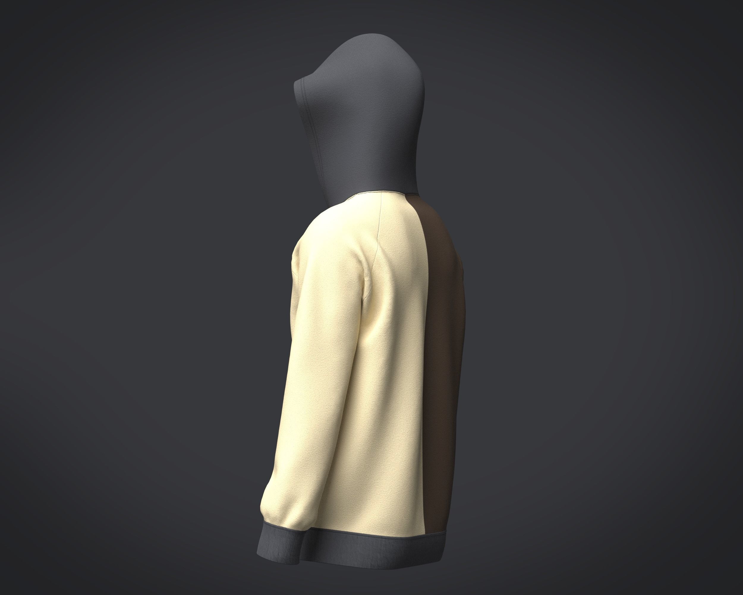Mens Two Color Hoodie 3D model_6
