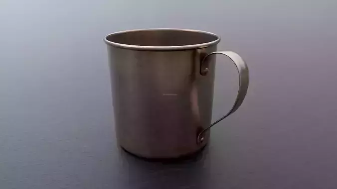Old Metal Coffee Cup 4K Low-Poly Game-Ready