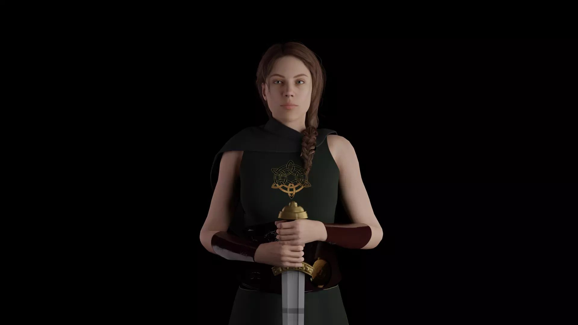 CELTIC FEMALE WARRIOR Low-poly 3D model