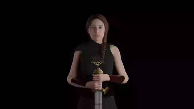 CELTIC FEMALE WARRIOR Low-poly 3D model