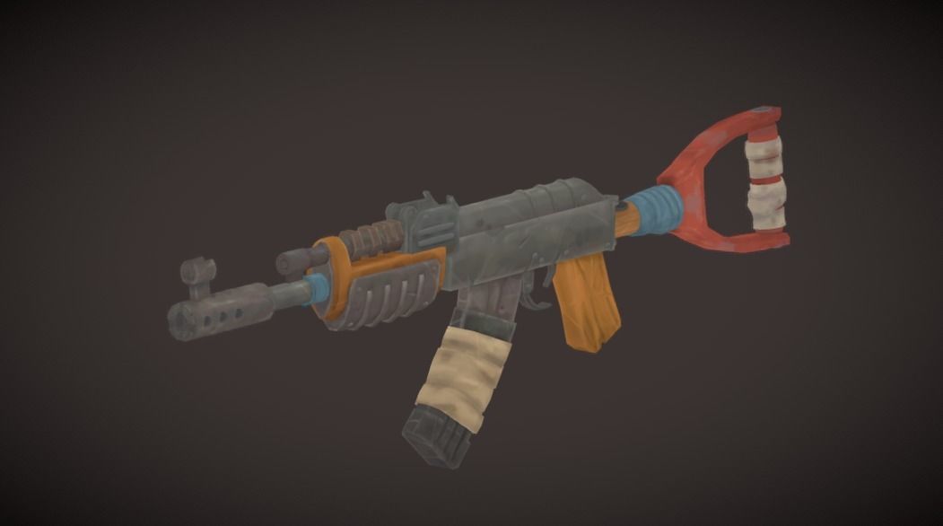 Rust assault rifle I Ak 47 Low-poly 3D model_3