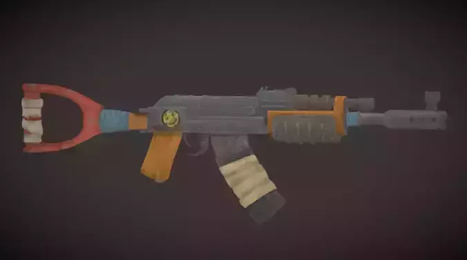 Rust assault rifle I Ak 47 Low-poly 3D model