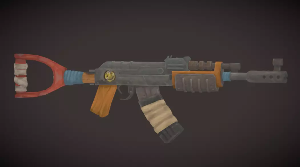 Rust assault rifle I Ak 47 Low-poly 3D model_0