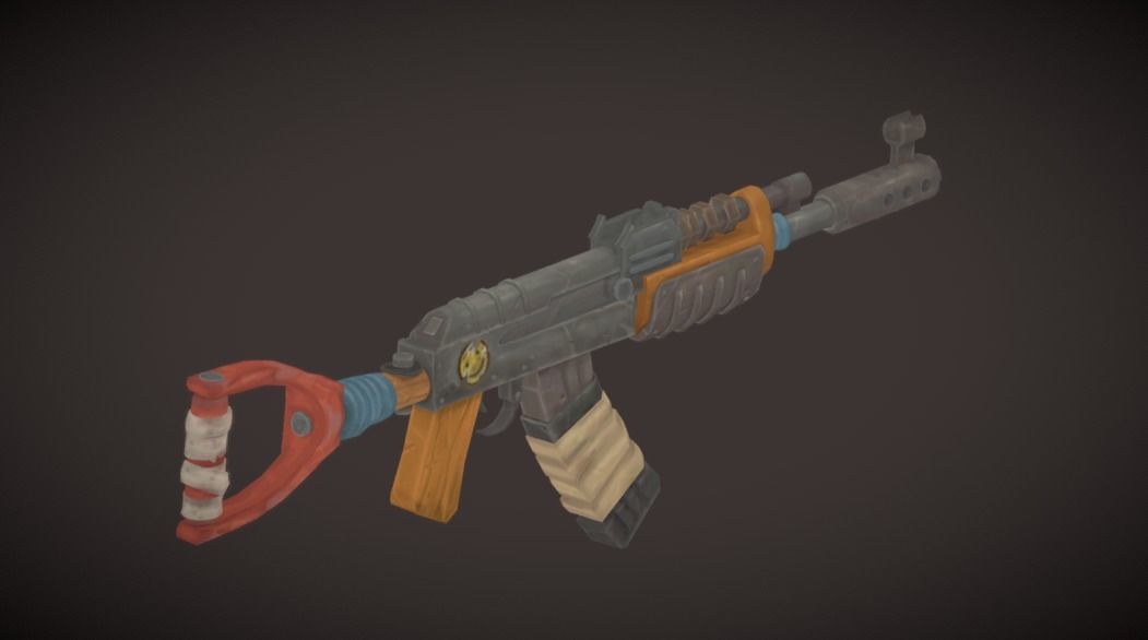 Rust assault rifle I Ak 47 Low-poly 3D model_2